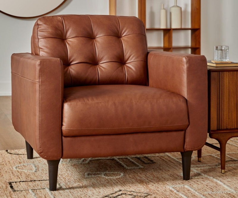 Boxy Silhouette Armchair featuring Grid Tufted Backrest
