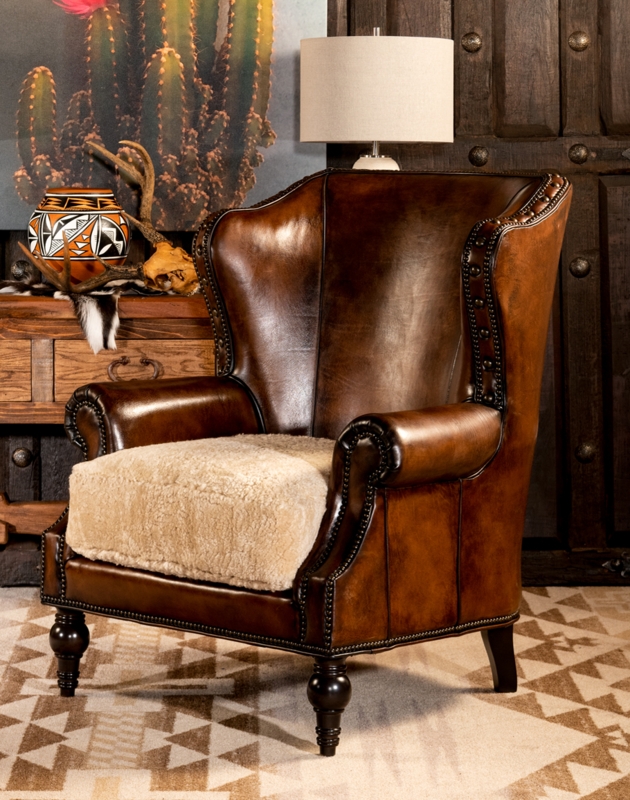 Bozeman Full Grain Leather Accent Chair - Burnish Brown, Western Ranch |  Adobe Interiors