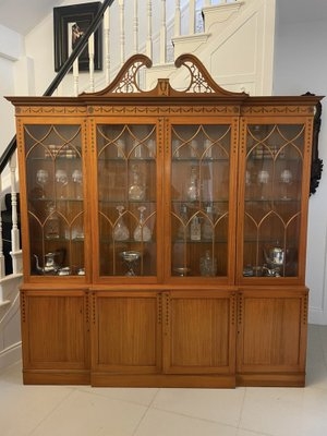 Breakfront Cabinet Satinwood Astral Glazed, Swan Neck Pediment