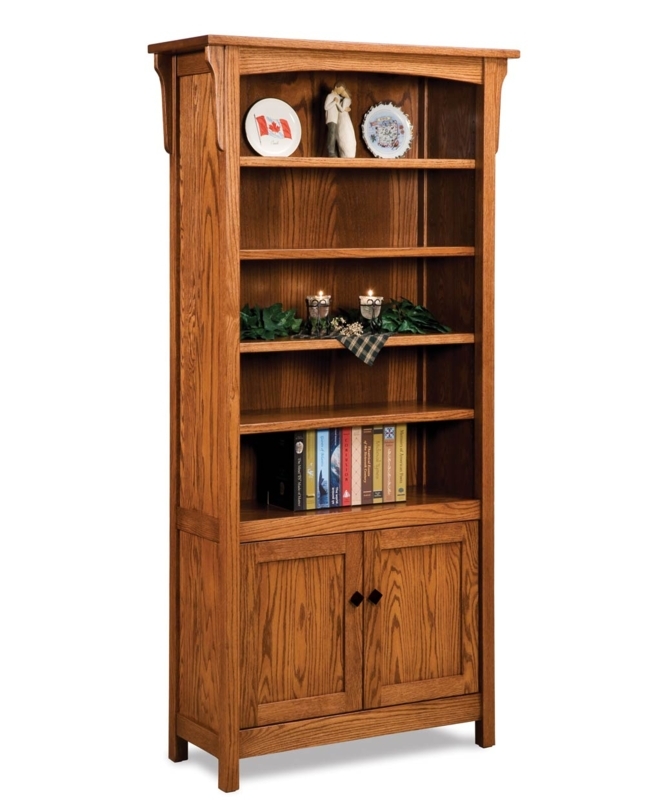 Bridger Mission Bookcase with Doors - Amish Direct Furniture
