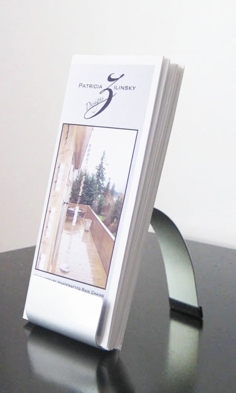 Brochure Holder with Curved Metal Support, Satin Silver Minimalist Stand