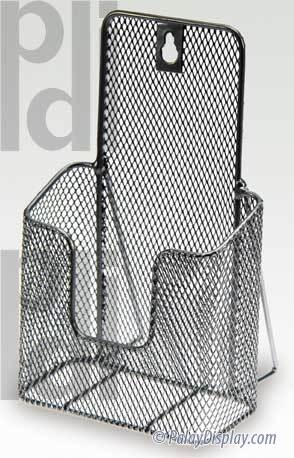 Brochure Holder with Easel Back, Portable Black Matte Wire Mesh Stand