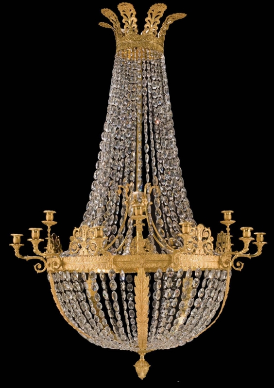 Bronze d'ore Lighting Tent and Bag Silhouette Leaf Frieze Crystal Light