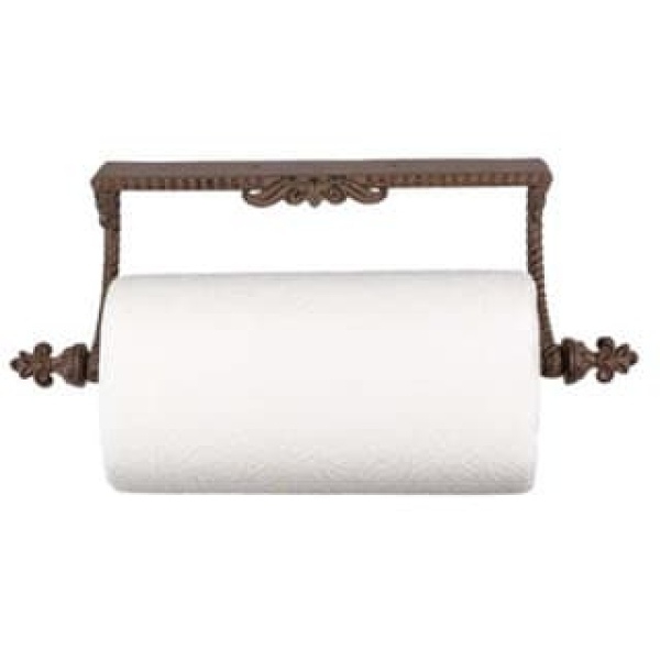 Bronze Under Cabinet Paper Towel Holder with Ornate Acanthus Leaf Motif