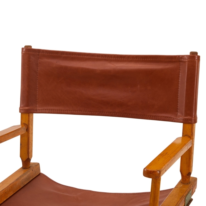 Brown Leather & Wood Folding Director's Chair - Gil & Roy Props