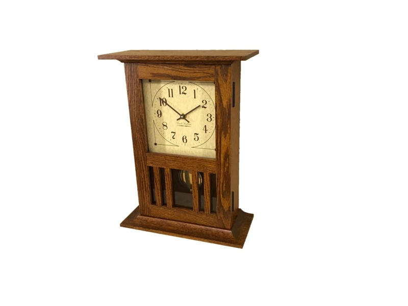 Brown Maple Wall Clock with Internal Pendulum and Slats