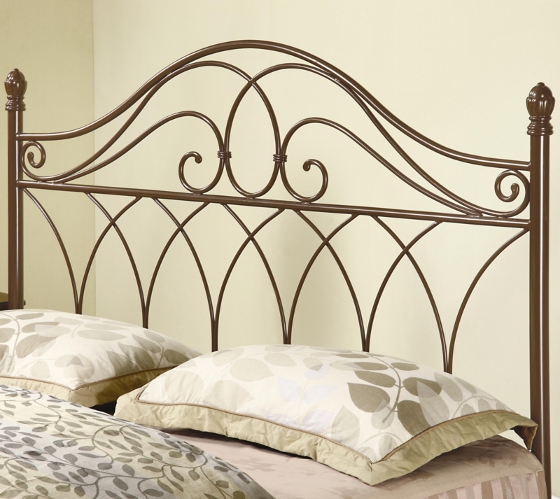 Brown Metal Headboard Scrollwork Details Interlocking Lattice