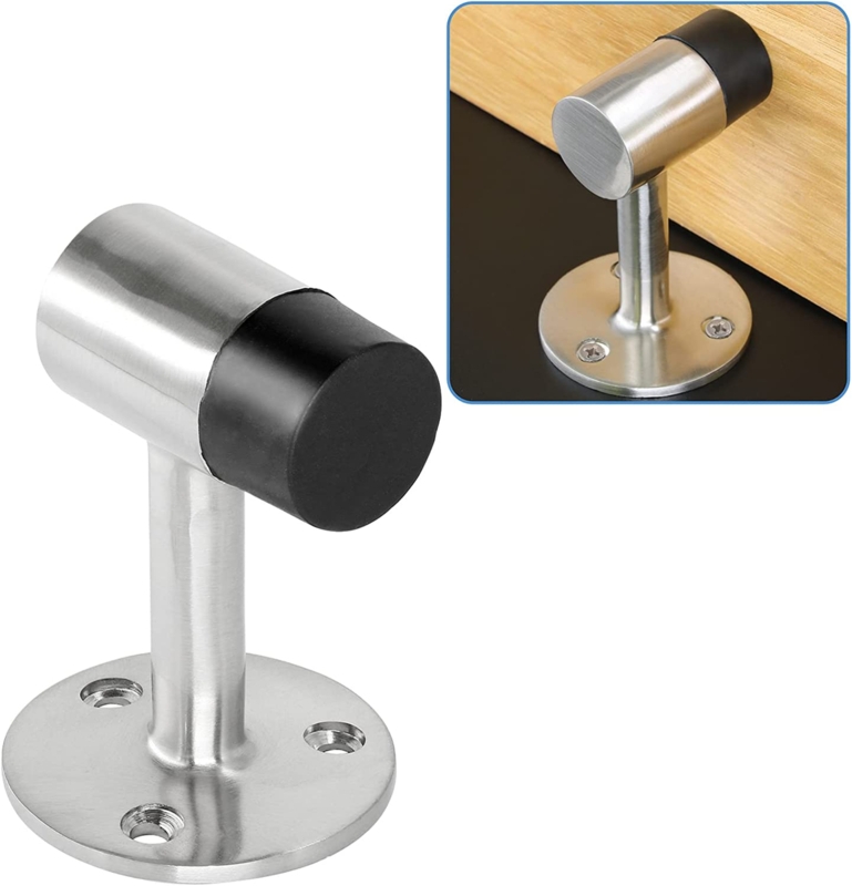 Brushed Nickel Floor Stopper Modern T-Bar Design Heavy Duty