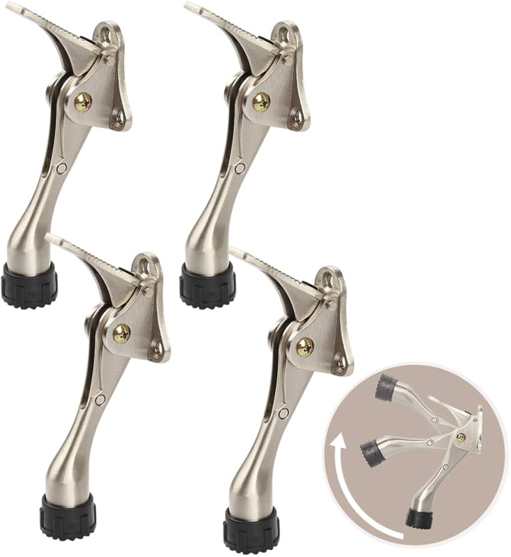 Brushed Nickel Foot Operated Adjustable Height Door Stopper