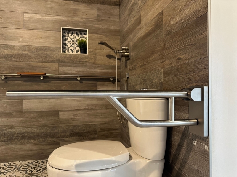 Brushed Nickel Grab Bar Swing Up Design Dual Rail Reinforced Brace