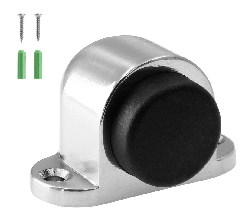 Brushed Stainless Floor Stop Silent Rubber Bumper Dome Shape