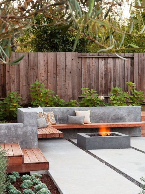 Built-in L-shaped Bench featuring Floating Wood Slats