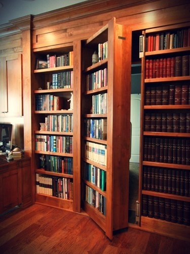 Built-in Library Bookcase with Hidden Secret Room Access Door
