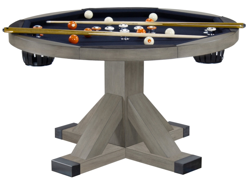 Bumper Pool Game Table with Octagonal Top and Pedestal Base