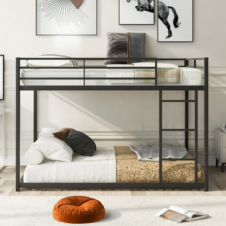 Bunk Bed Matte Black Metal Full Over Full Industrial Design