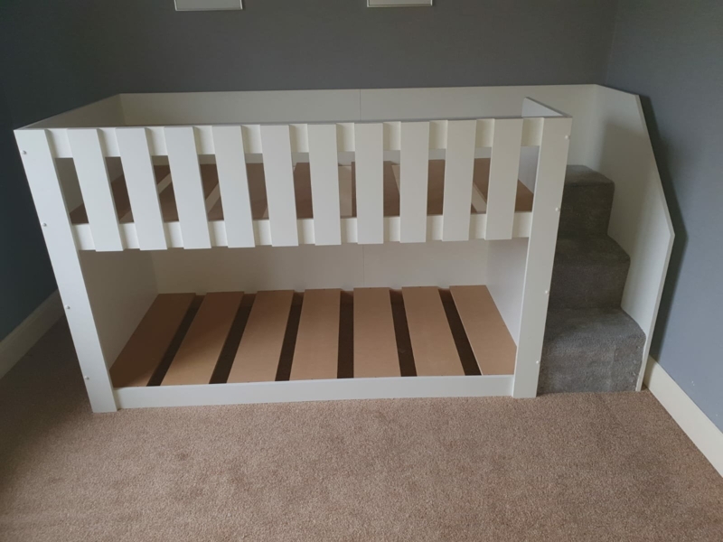 Bunk Bed with Carpeted Stairs Matte Finish Picket Style Rail