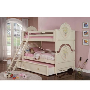 Bunk Bed with Pull-Out Trundle and Arched Headboards