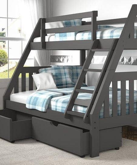 Bunk Bed With Slanted Ladder Slate Grey Finish Underbed Storage