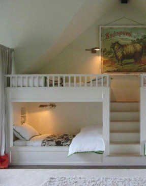 Bunk Beds Built-In Lighting Sloped Ceiling Fit, Built-In Attic Bunk Beds