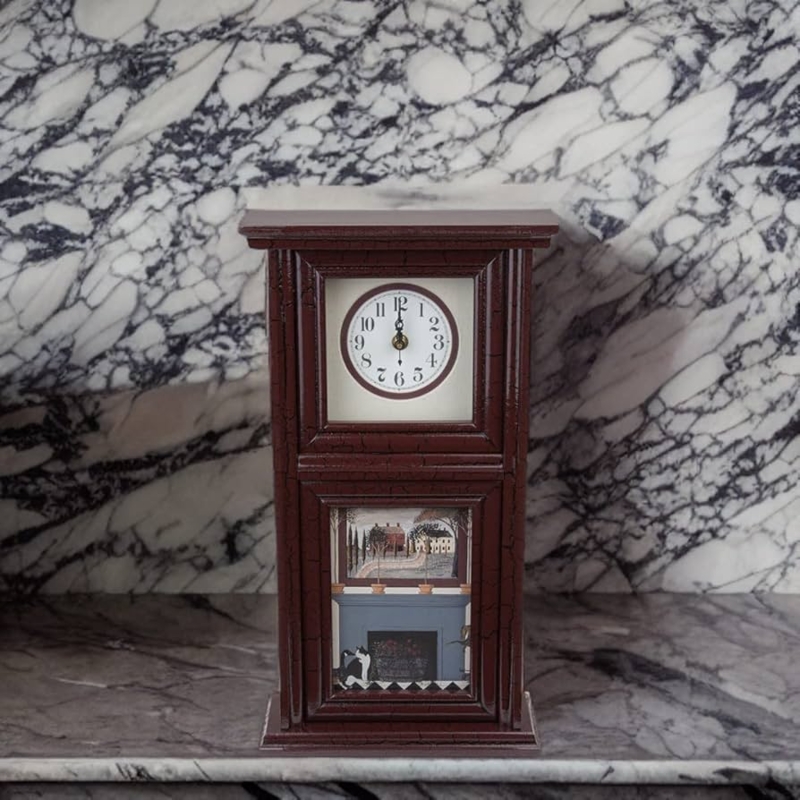 Burgundy Mantel Clock with Distressed Crackle Finish