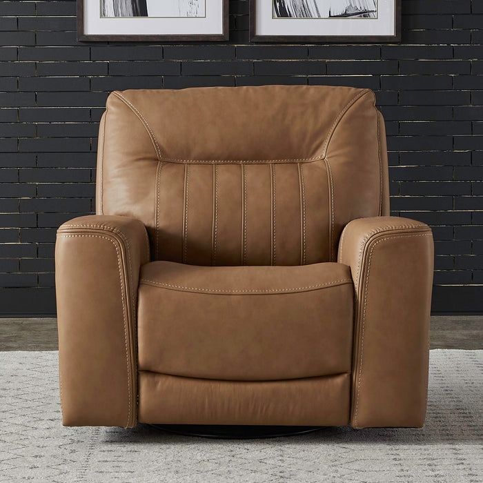 Butternut Swivel Glider Recliner featuring Vertical Channel Stitching