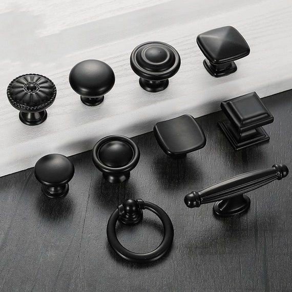 Cabinet Hardware Matte Black Diverse Geometric Shapes