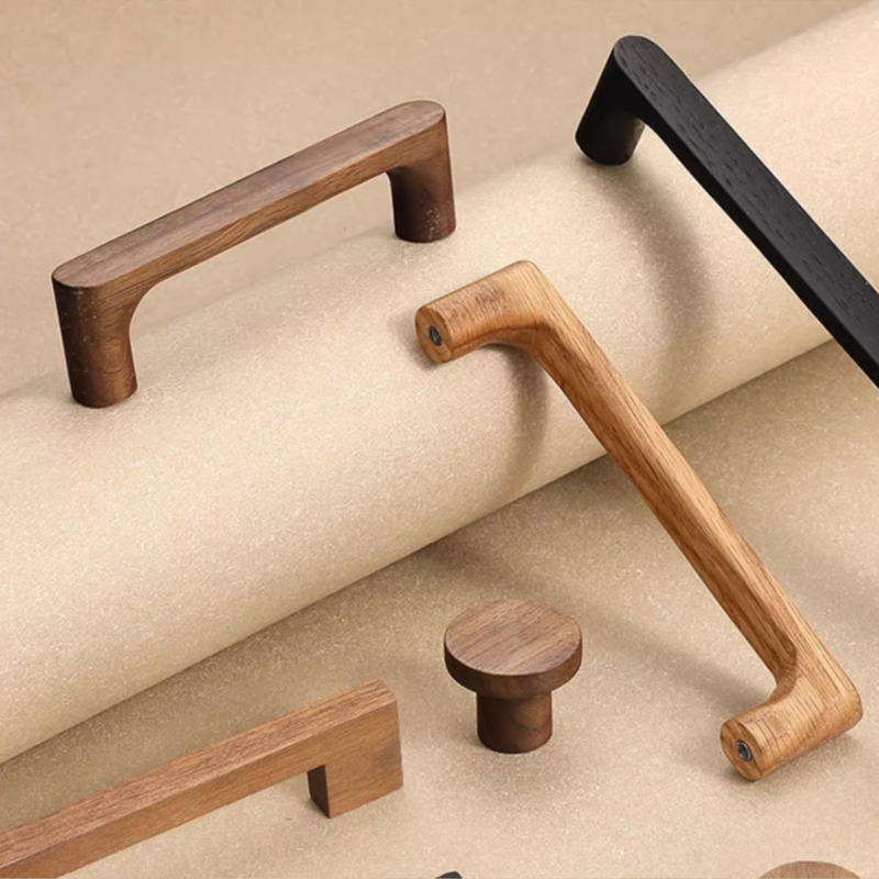 Cabinet Hardware Walnut Wood Curved Edge Pulls