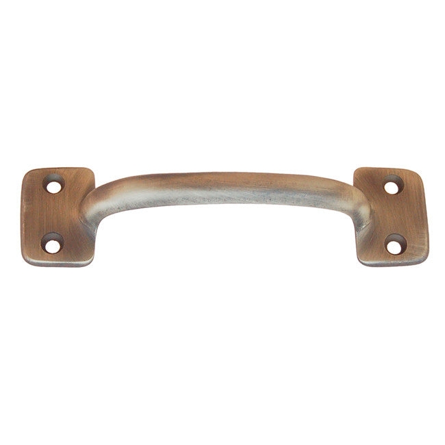 Cabinet Pull Antique Brass Curved Bridge Four Screw