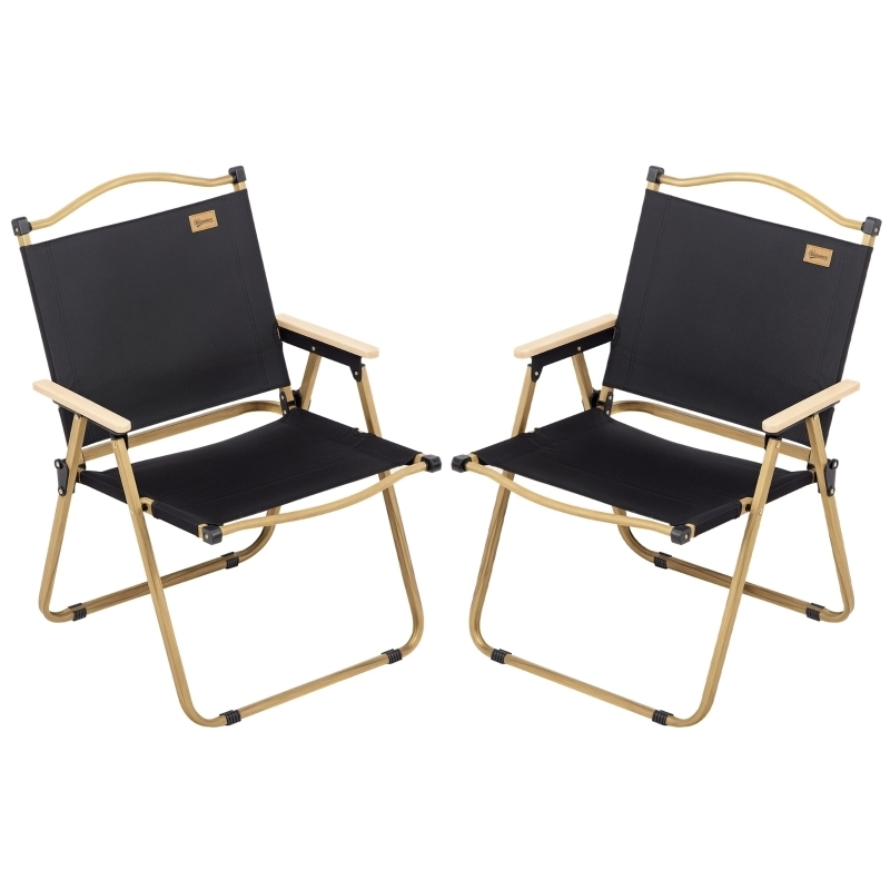 Camping Chair Champagne Gold Frame Curved Top Black