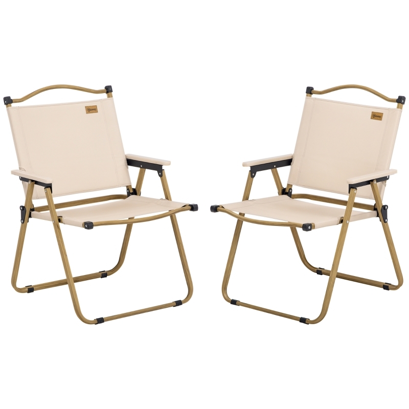 Camping Chair Khaki Canvas Portable Outdoor Fabric