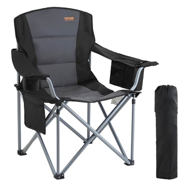 Camping Chair Two-Tone Charcoal and Black, Cooler Bag, Padded Backrest