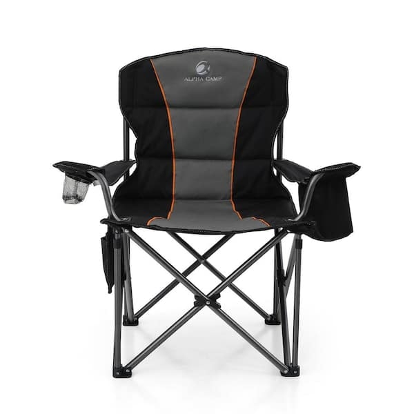 Camping Chair with Cooler Bag, Orange Piping, Padded Seat