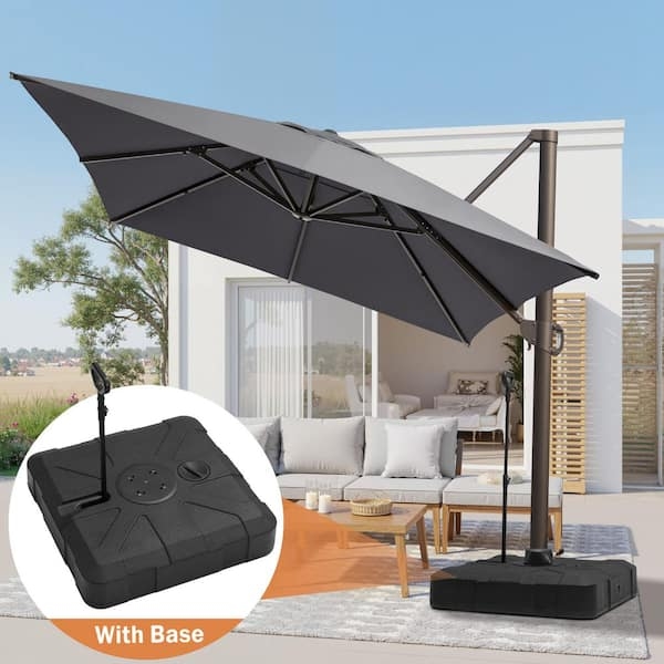 Cantilever Umbrella Wheeled Base, 360 Rotation, Aluminum Outdoor Fabric.