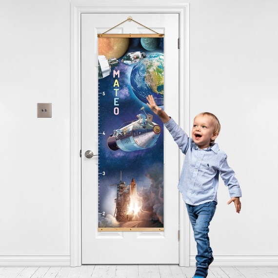 Canvas Growth Chart with Outer Space Illustration and Personalized Name