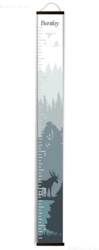Canvas Growth Chart with Woodland Moose Silhouette and Gradient Print