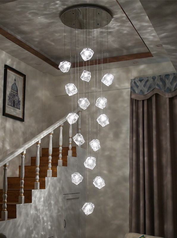 Cascading Pendant Light with Ice Cube Shades and Ripple Effect