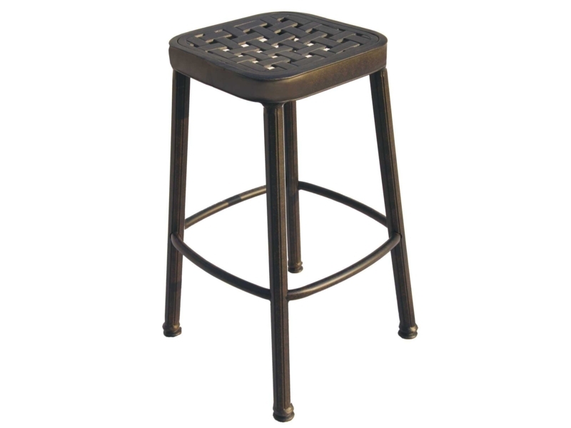 Cast Aluminum Bar Stool Antique Bronze Woven Lattice Seat Traditional