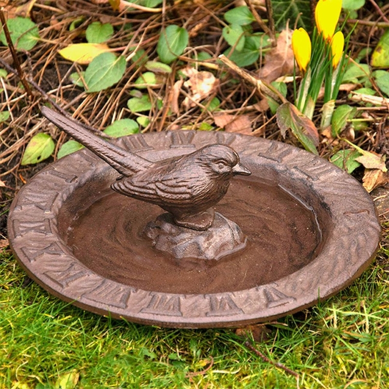 Cast Iron Sundial Bird Bath Brown 9.5"