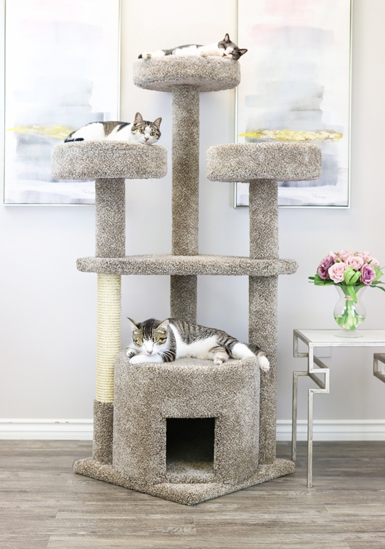 Cat Condo Carpeted Five Level Tower with Circular Perches and Base