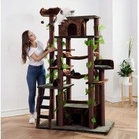 Cat Tree Nature Inspired with Faux Leaf Vines and Built In Ladder