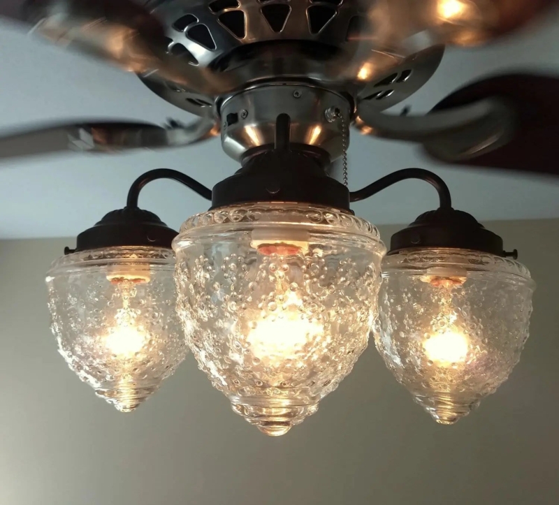Ceiling Fan Light Kit, Rubbed Bronze, Seeded Glass Globes, Vintage