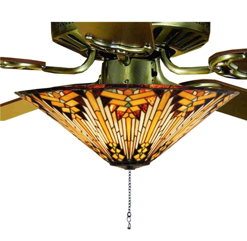 Ceiling Fan Light Kit, Tiffany Stained Glass, Antique Brass, Deco