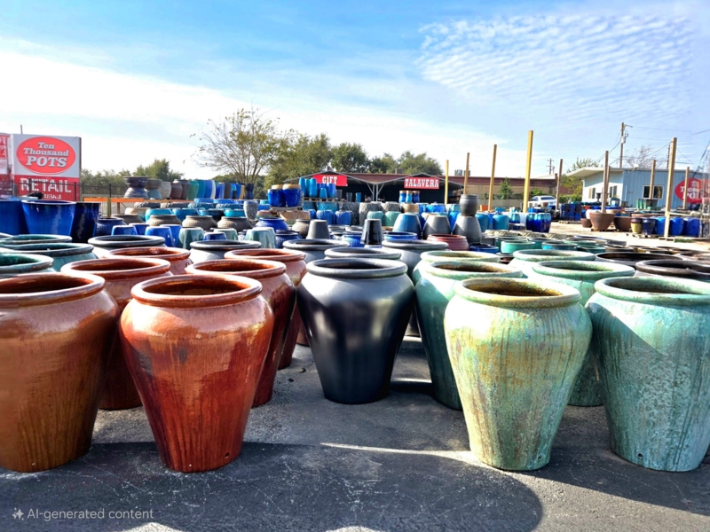 Ceramic Planter Oversized Vibrant Orange Tapered Urn