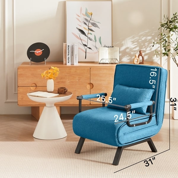 Chair Bed Folding Teal Adjustable Backrest Convertible