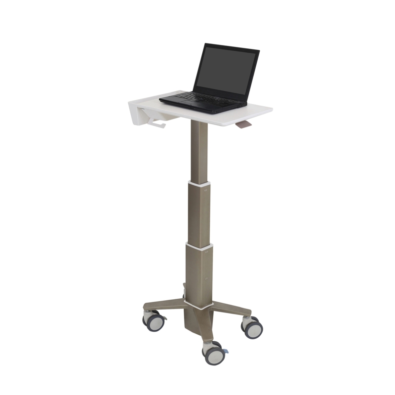 Champagne Metallic Laptop Cart Slim Profile Telescopic Column
