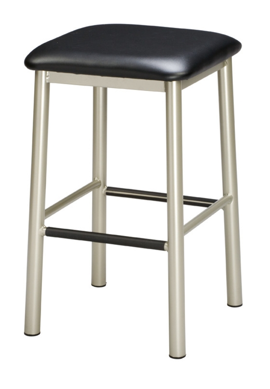 Champagne Silver Bar Stool Metal Padded Seat Footrest Grips