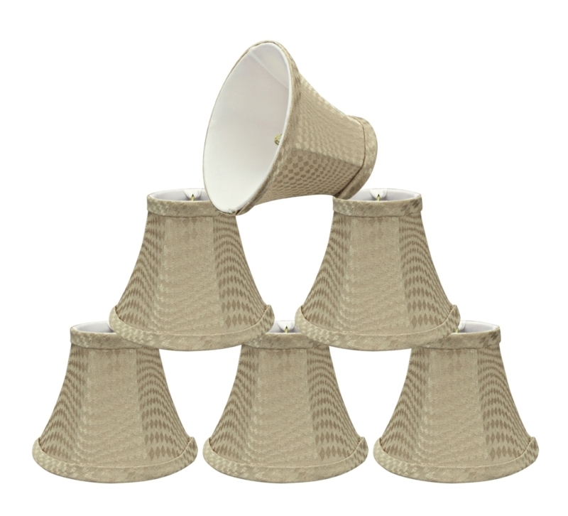 Chandelier Lamp Shade Beige Diamond Weave Pattern Bell