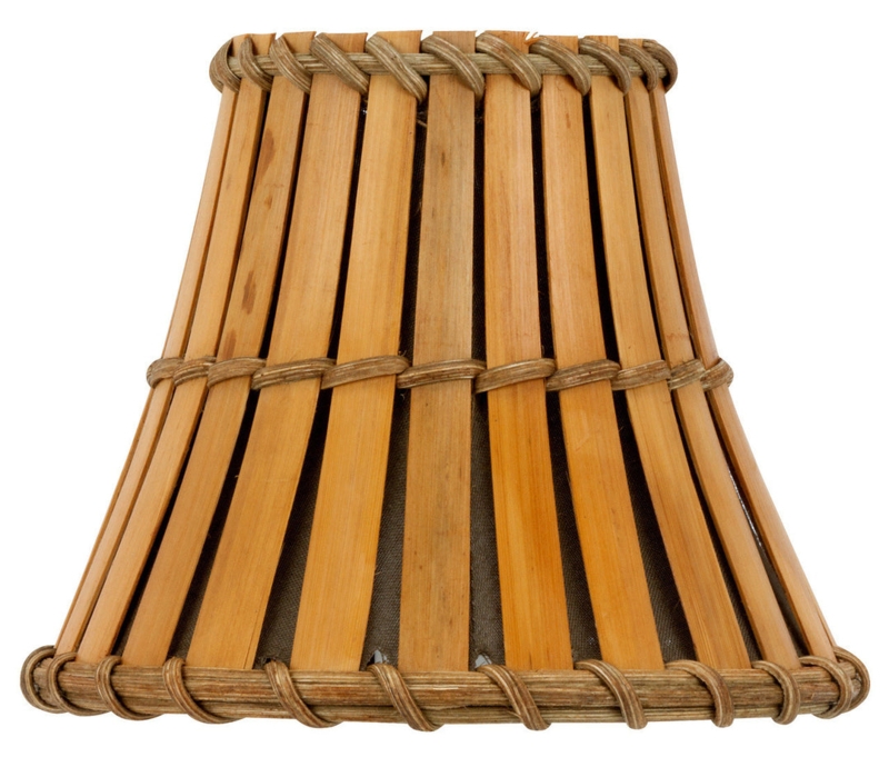 Chandelier Lampshade Bamboo Style Vertical Slats Braided