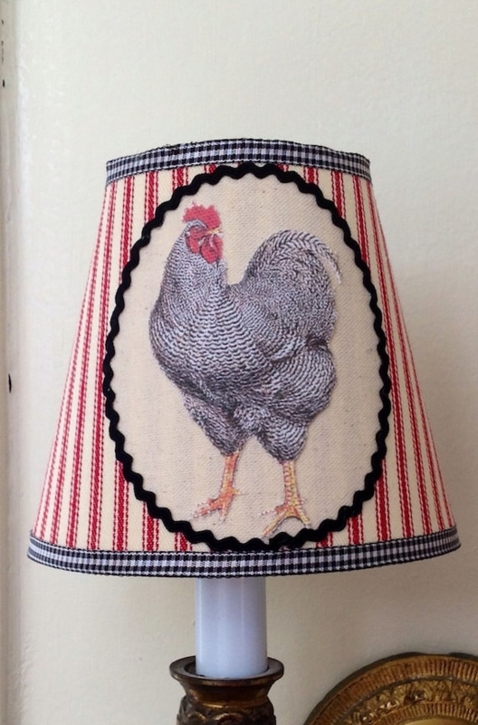 Chandelier Lampshade Cottage Style Ric Rac Trim Ticking Stripes