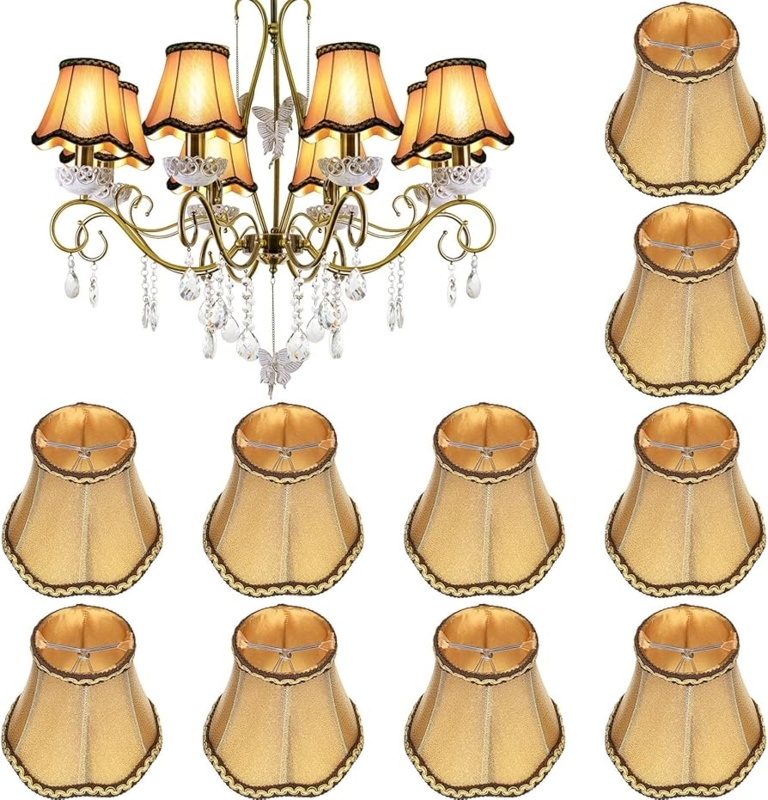 Chandelier Lampshades Champagne Gold Scalloped Drum Set